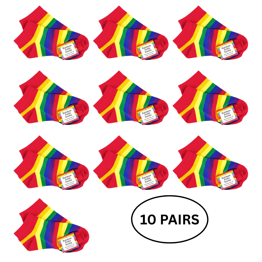 10 Pairs Rainbow Ankle Socks - The Awareness Company