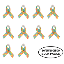 Load image into Gallery viewer, Bulk Pack Satin Autism Awareness Ribbon Pins - The Awareness Company