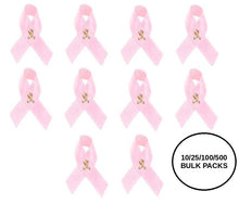 Load image into Gallery viewer, Bulk Pack Satin Pink Ribbon Breast Cancer Pins - The Awareness Company