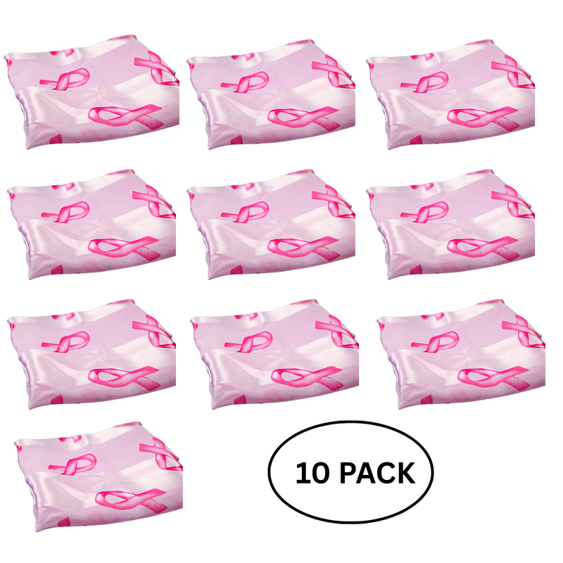 10 Pack Breast Cancer Awareness Ribbon Scarves in Pink