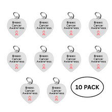 Load image into Gallery viewer, 10 Pack Breast Cancer Awareness Heart Charms