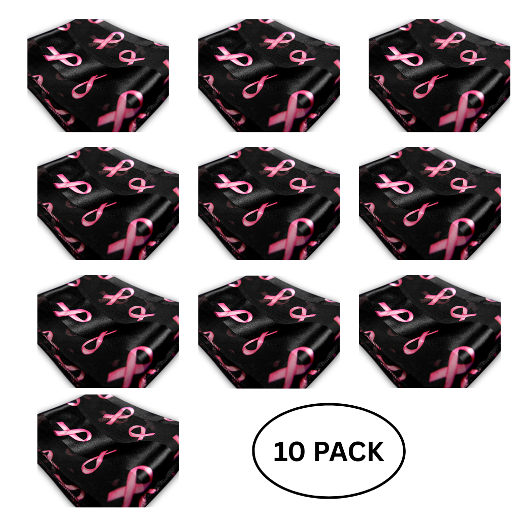 10 Pack Breast Cancer Awareness Ribbon Scarves in Black
