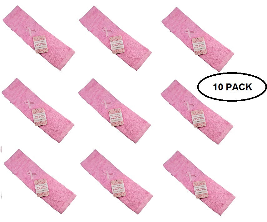 10 Pack Breast Cancer Pink Ribbon Football Athletic Towels
