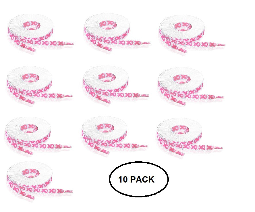 10 Pairs Breast Cancer Pink Ribbon Shoelaces