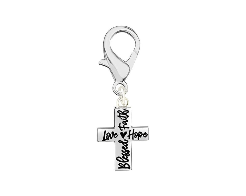 12 Blessed, Hope, Faith, and Love Cross Hanging Charm 