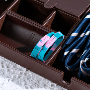 Bulk Child Size Pink & Teal Ribbon Silicone Bracelet Wristbands for Hereditary Breast Cancer