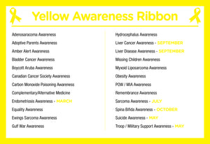 Bulk Yellow Silicone Bracelets for Bladder Cancer, Missing Children - The Awareness Company