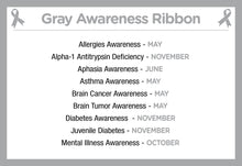 Load image into Gallery viewer, Gray Ribbon Shaped Silicone Bracelets for Brain Cancer, Juvenile Diabetes - The Awareness Company