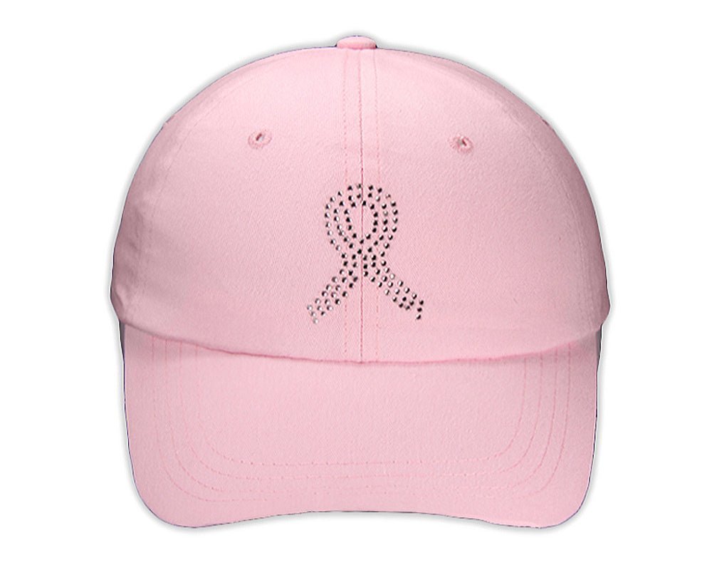 25 Breast Cancer Crystal Ribbon Baseball Hats - The Awareness Company