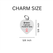 Load image into Gallery viewer, 25 Pack Breast Cancer Awareness Heart Charms - The Awareness Company