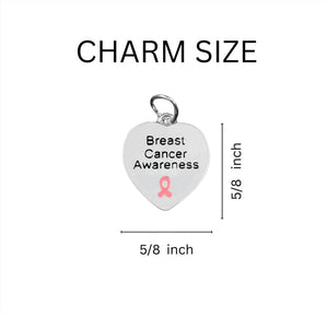 25 Pack Breast Cancer Awareness Heart Charms - The Awareness Company