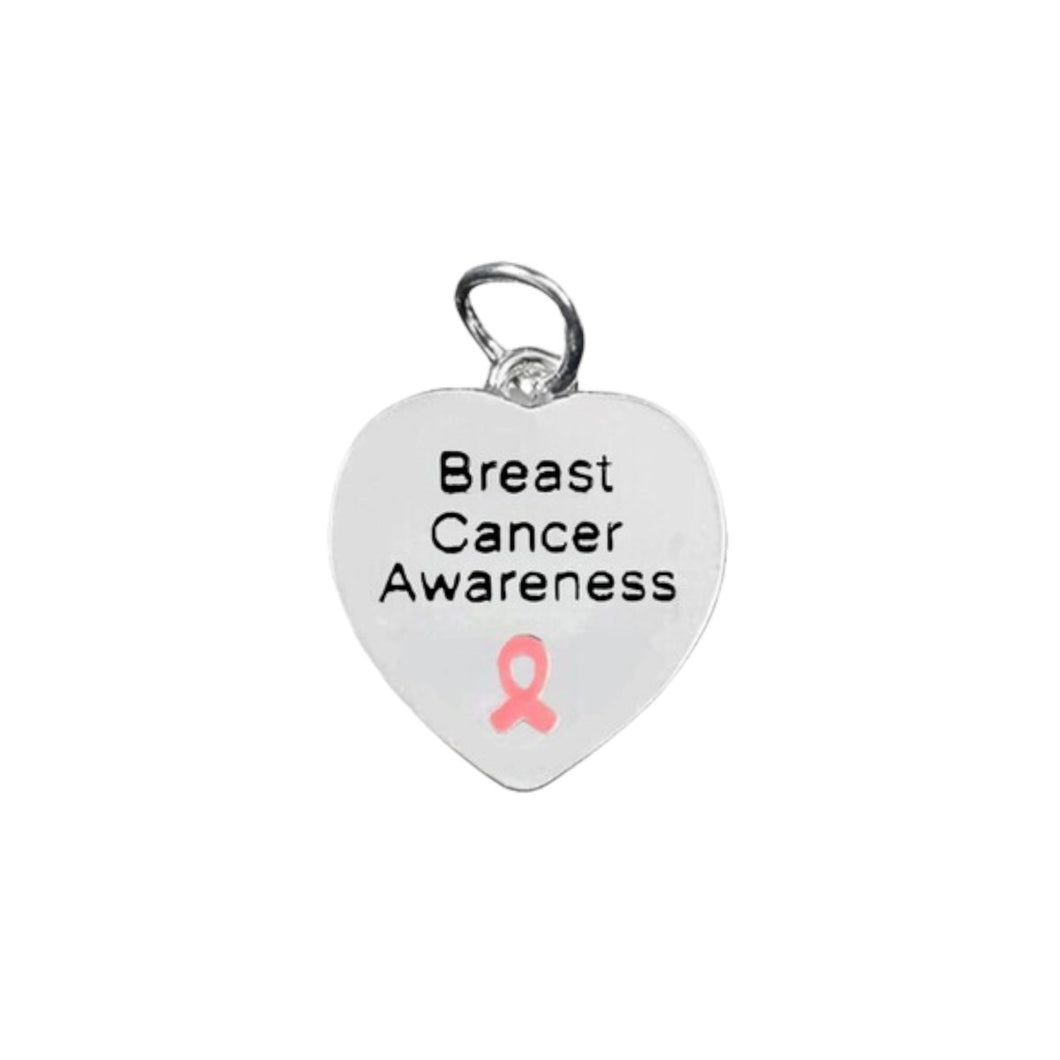 25 Pack Breast Cancer Awareness Heart Charms - The Awareness Company