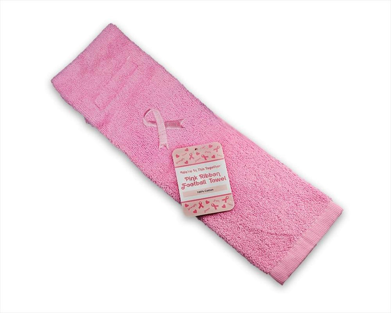 25 Pack Breast Cancer Pink Ribbon Football Athletic Towels - The Awareness Company