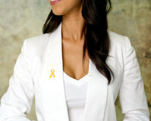 Load image into Gallery viewer, 25 Pack Gold Childhood Cancer Ribbon Pins - The Awareness Company
