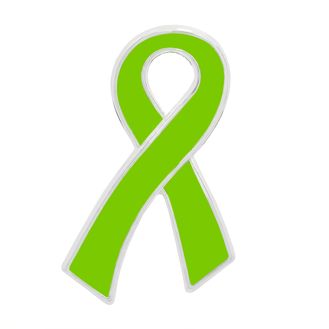 25 Pack of Lime Green Ribbon Pins - The Awareness Company