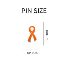 Load image into Gallery viewer, 25 Pack Orange Awareness Ribbon Pins for Leukemia, Multiple Sclerosis, Kidney Cancer - The Awareness Company