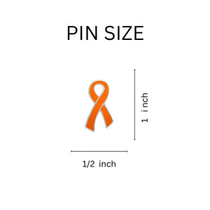 25 Pack Orange Awareness Ribbon Pins for Leukemia, Multiple Sclerosis, Kidney Cancer - The Awareness Company
