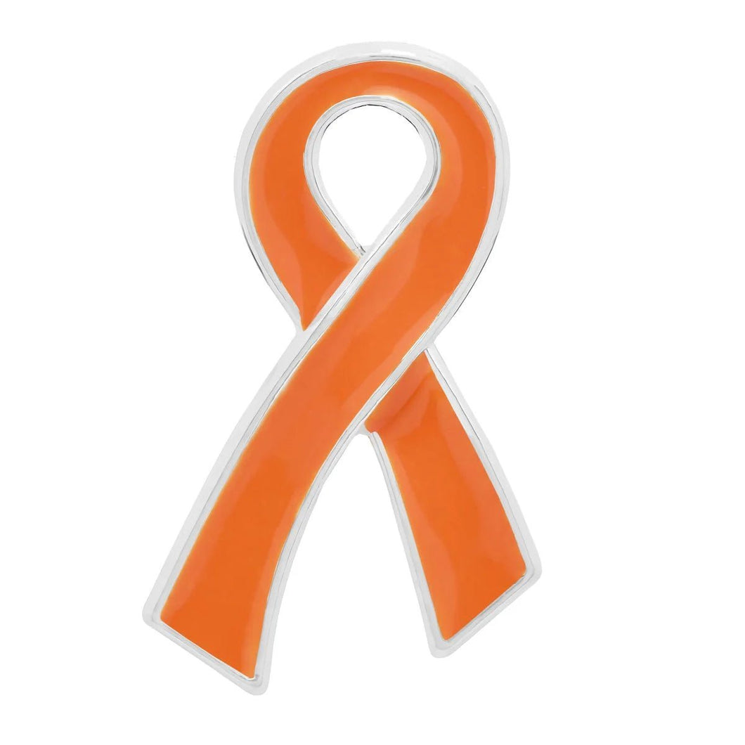 25 Pack Orange Awareness Ribbon Pins for Leukemia, Multiple Sclerosis, Kidney Cancer - The Awareness Company