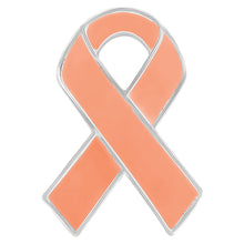 Load image into Gallery viewer, 25 Pack Peach Ribbon Awareness Pins - The Awareness Company