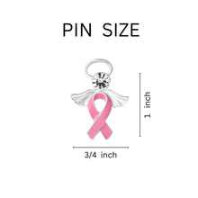 Load image into Gallery viewer, 25 Pack Pink Breast Cancer Ribbon Angel Pins - The Awareness Company