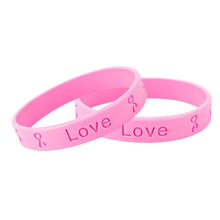 Load image into Gallery viewer, 25 Pack Pink Breast Cancer Silicone Bracelets - The Awareness Company