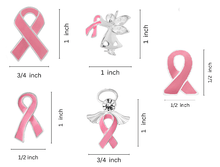 Load image into Gallery viewer, 25 Pack Pink Ribbon Pins for Breast Cancer Awareness - Pick Your Style - The Awareness Company