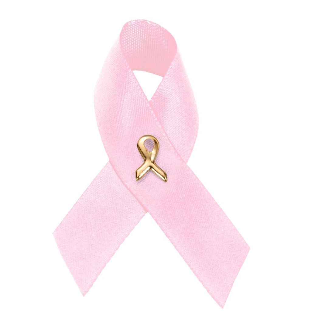 25 Pack Satin Pink Breast Cancer Awareness Pins - The Awareness Company