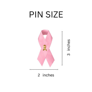 25 Pack Satin Pink Breast Cancer Awareness Pins - The Awareness Company