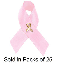 Load image into Gallery viewer, 25 Pack Satin Pink Breast Cancer Awareness Pins - The Awareness Company