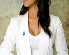 Load image into Gallery viewer, 25 Pack Teal Ovarian Cancer Ribbon Pins - The Awareness Company