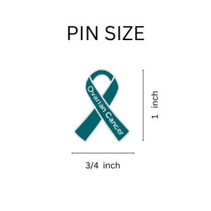 25 Pack Teal Ovarian Cancer Ribbon Pins - The Awareness Company