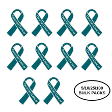 Load image into Gallery viewer, Bulk Pack Teal Ovarian Cancer Ribbon Pins - The Awareness Company