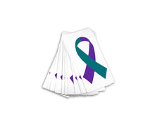 Load image into Gallery viewer, 25 Pack Teal &amp; Purple Ribbon Awareness Decals - The Awareness Company