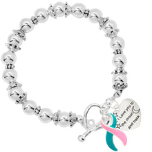 Load image into Gallery viewer, Pink &amp; Teal Ribbon I Love You Heart Charm Bracelets