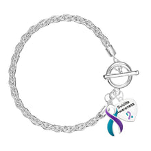 Load image into Gallery viewer, Teal &amp; Purple Ribbon Charm Bracelets