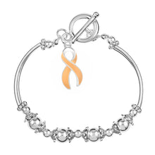 Load image into Gallery viewer, Peach Ribbon Charm Partial Beaded Bracelets