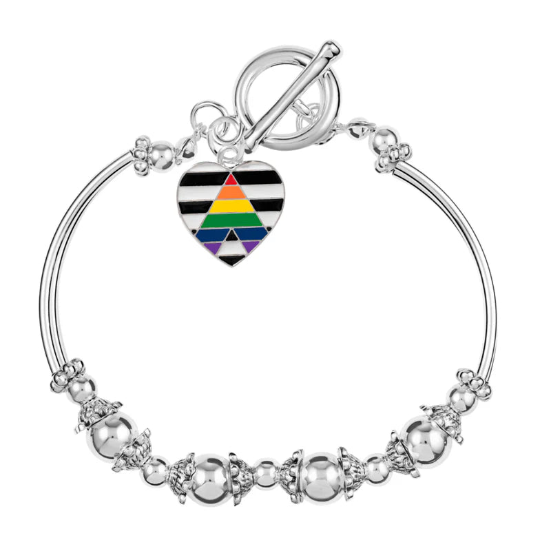 Straight Ally Heart Flag Partial Beaded Bracelets