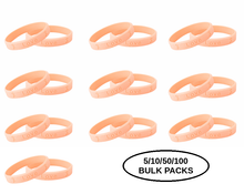 Load image into Gallery viewer, Bulk Pack Peach Silicone Bracelets for Uterine Cancer, Endometrial Cancer - The Awareness Company
