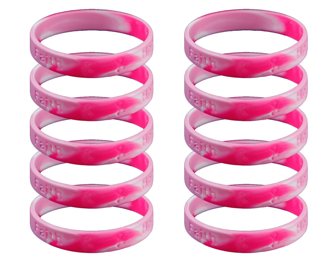 50 Pack Pink Camoflouge Breast Cancer Silicone Bracelets - The Awareness Company