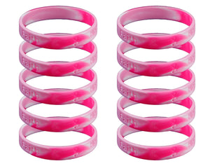 50 Pack Pink Camoflouge Breast Cancer Silicone Bracelets - The Awareness Company