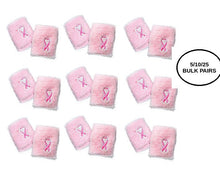Load image into Gallery viewer, Bulk Pairs Pink Ribbon Sport Sweat Wristbands - The Awareness Company