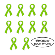 Load image into Gallery viewer, Bulk Pack Lime Green Ribbon Pins - The Awareness Company