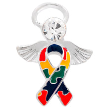 Load image into Gallery viewer, Bulk Angel Tac Autism Ribbon Pins Wholesale, Autism Angel Awareness Jewelry