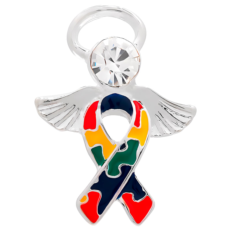 Bulk Angel Tac Autism Ribbon Pins Wholesale, Autism Angel Awareness Jewelry