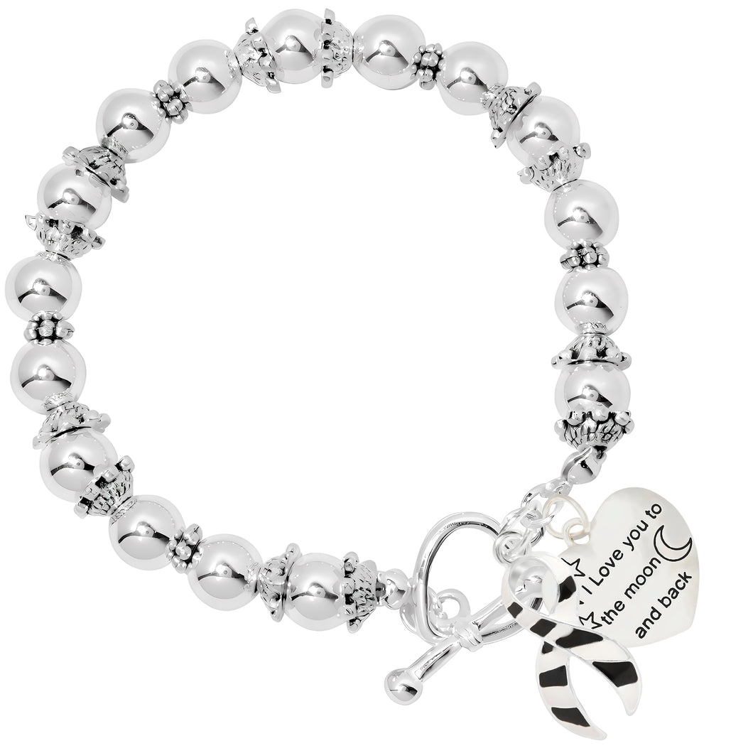 Back To The Moon Zebra Print Ribbon Awareness Charm Bracelets