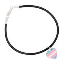 Load image into Gallery viewer, Bulk Transgender Heart Flag Black Cord Bracelets, LGBTQ Gay Pride Jewelry - The Awareness Company
