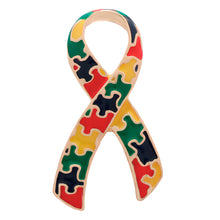 Load image into Gallery viewer, Bulk Large Autism Ribbon Awareness Pins Bulk - The Awareness Company
