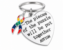 Load image into Gallery viewer, Pieces of the Puzzle Autism Ribbon Key Chains