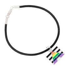 Load image into Gallery viewer, Bulk Straight Ally Rectangle Flag Black Cord Bracelets, LGBTQ Gay Pride Jewelry - The Awareness Company