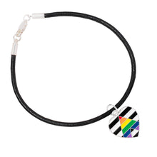 Load image into Gallery viewer, Bulk Straight Ally Heart Flag Black Cord Bracelets, LGBTQ Gay Pride Jewelry - The Awareness Company